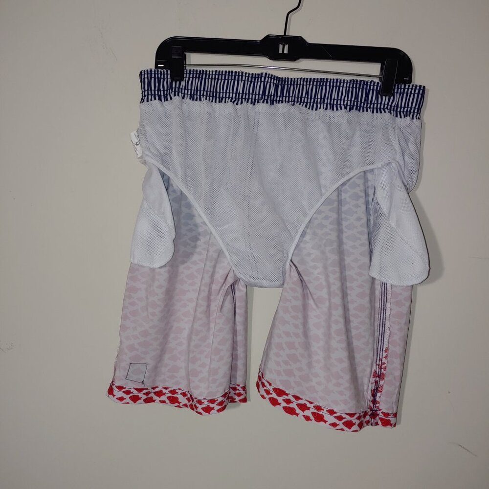 Spicy Tuna Trunks Size Medium Color Blocks Blue Red Fish Print - Picture 5 of 9